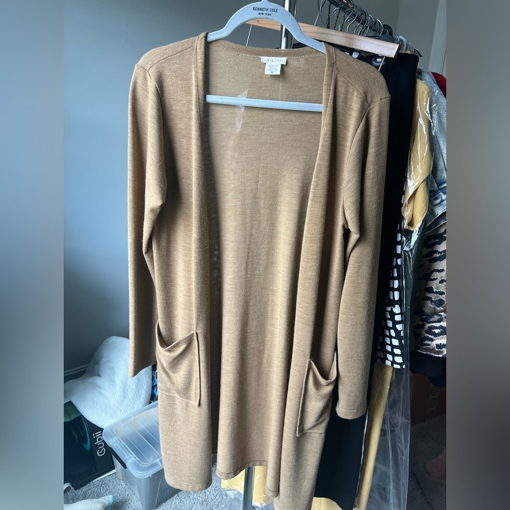 Yelete Women's Camel Open Front Cardigan